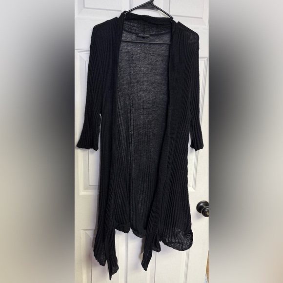 Eileen Fisher Mohair Black Lightweight Open-Front Cardigan Sweater Size Large - Picture 2 of 11